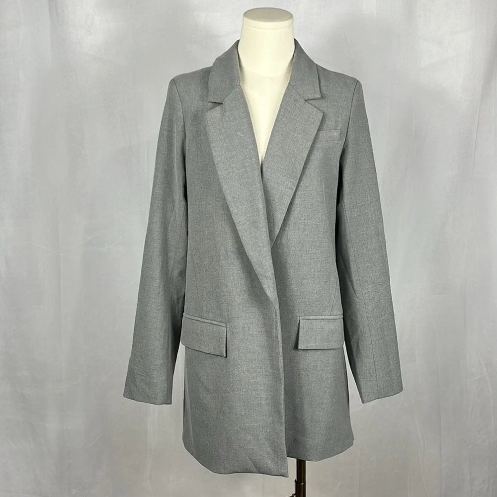 Joie Light Grey Long Open‎ Front Blazer.